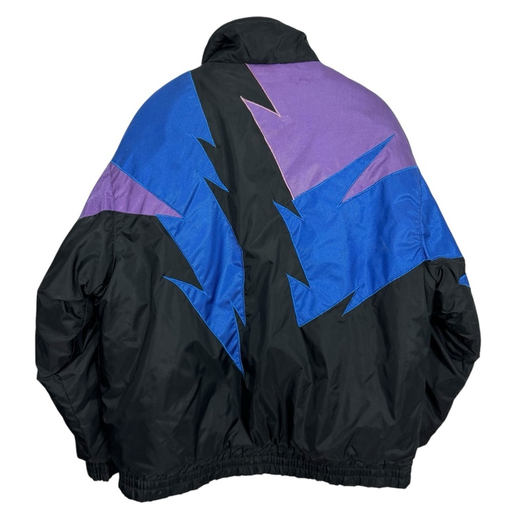 Vintage 90s CKX Winter Coat Mens L Blue Purple Lightning Bolt Retro Jacket VGUC
